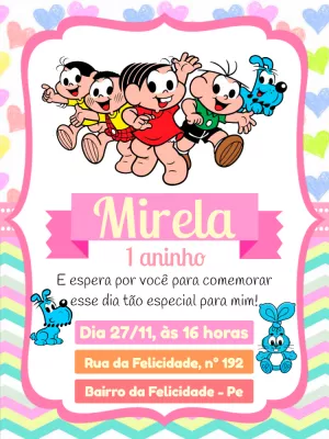Convite de Aniversário Turma da Mônica para Editar Online