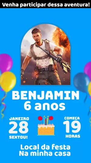 Convite de Aniversário Free Fire Editável Online
