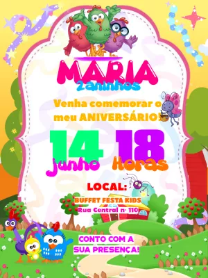 Convite Aniversário Galinha Pintadinha para Editar Online