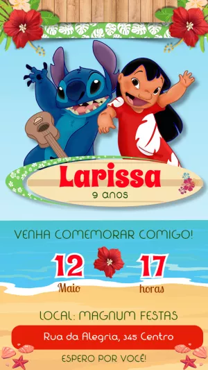 Invitación de cumpleaños Stitch – Estático – Felicity Artes