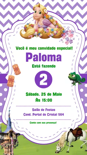 Invito di compleanno Rapunzel – Statico – Gisele