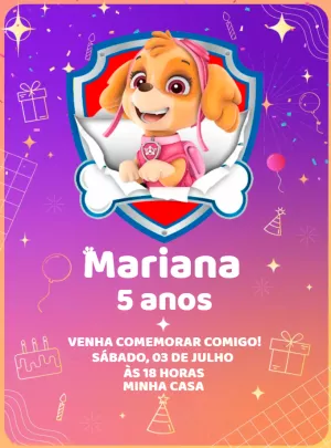 Invito di compleanno Paw Patrol – Statico – Renata Designer