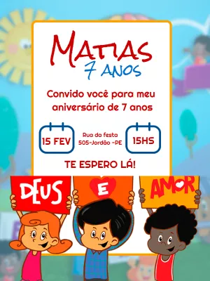 Convite Aniversário 3 Palavrinhas para Editar Online