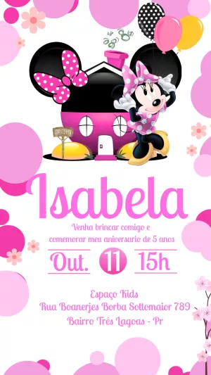 Convite Aniversário Minnie Rosa Jardim para Editar Online