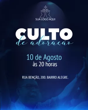 Convite para Culto de Adoração de Igreja Editável Online