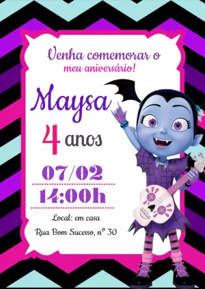 Convite Aniversário Vampirina para Editar Online