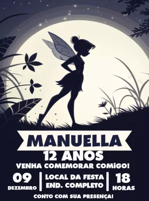 Convite de Aniversário Sininho Tinker Bell para Editar Online