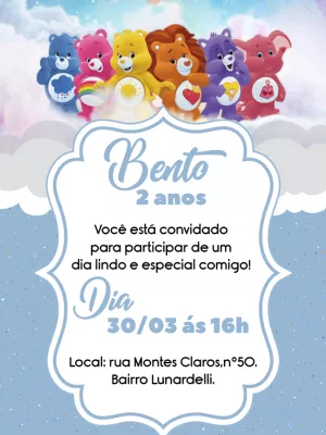 Convite de Aniversário Ursinhos Carinhosos para Editar Online