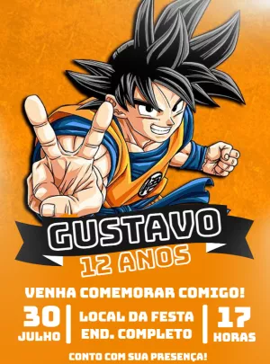 Convite Aniversário Goku Dragon Ball Z para Editar Online