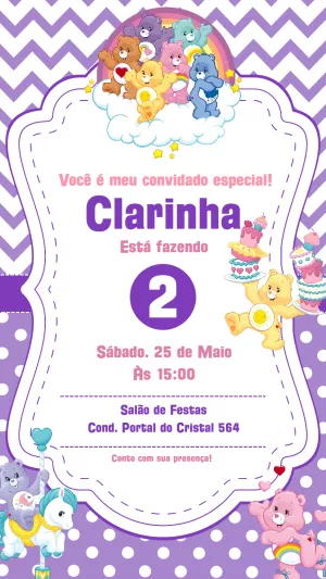 Convite de Aniversário Ursinhos Carinhosos para Editar Online