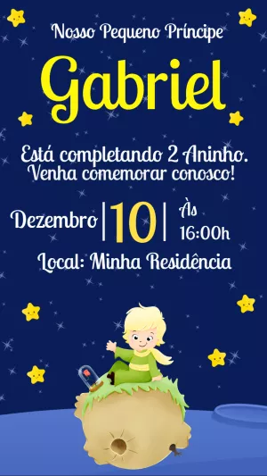Convite Aniversário Pequeno Príncipe Editável Online
