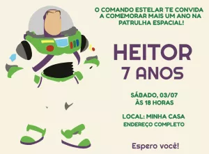 Convite de Aniversário Buzz Lightyear para Editar Online