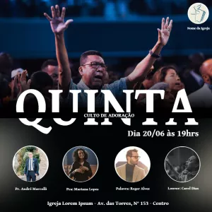 Convite para Culto de Adoração de Igreja Editável Online