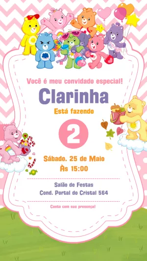 Convite Aniversário Ursinhos Carinhosos para Editar Online