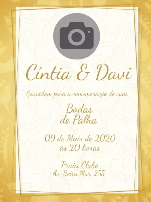 Convite Bodas de Palha com Foto para Editar Online
