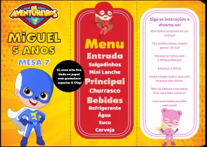 Menu de Mesa Os Aventureiros para Editar Online