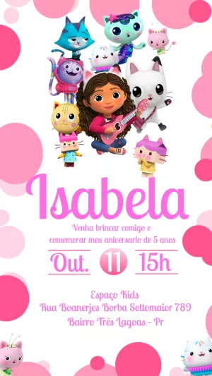 Invitación de cumpleaños La casa de muñecas de Gabby – Estático – Gisele