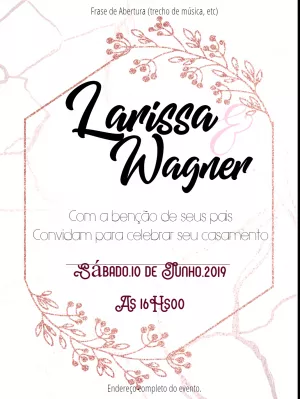 Convite de Casamento Floral Rose Gold Geométrico para Editar