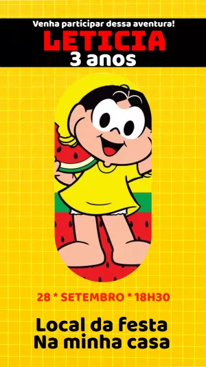 Turma da Mônica Birthday Invitation – Static – Waguinho