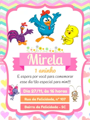Galinha Pintadinha Birthday Invitation – Static – Pedro Henrique