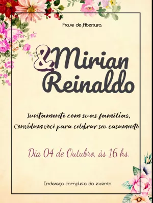 Convite de Casamento Floral Vintage para Editar Online