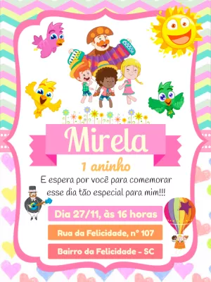 Convite Aniversário Mundo Bita com a Turma para Editar Online