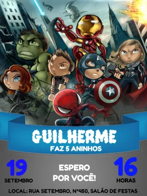 Convite de Aniversário Vingadores Baby para Editar Online