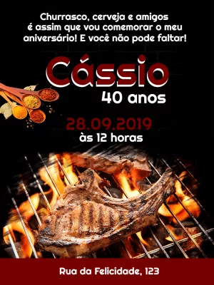 Convite de Aniversário Churrasco Rústico para Editar Online