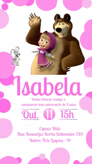 Convite de Aniversário Masha e o Urso para Editar Online