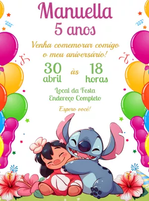 Invitación de cumpleaños Stitch – Estático – Decore Arte