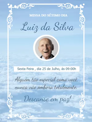 Convite Missa de Sétimo Dia com Foto Céu para Editar Online