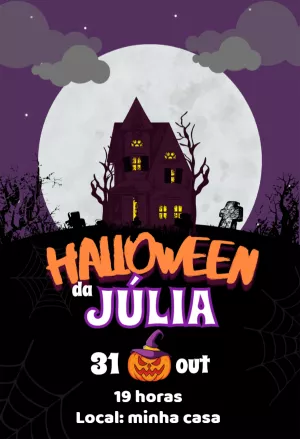Convite de Aniversário Halloween Assustador para Editar Online