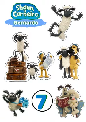 Topo de Bolo Shaun o Carneiro para Editar e Imprimir