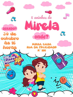 Convite Aniversário Maria Clara e JP para Editar Online
