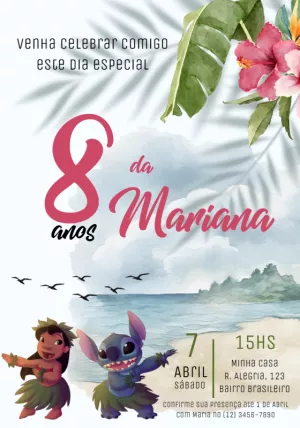 Invitación de cumpleaños Stitch – Estático – Julia B