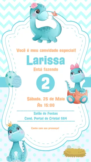 Invitación de cumpleaños Dinosaurio – Estático – Gisele