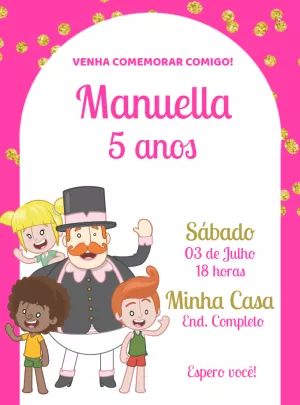 Convite de Aniversário Mundo Bita para Editar Online