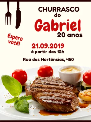 Convite de Aniversário Churrasco com Foto para Editar Online