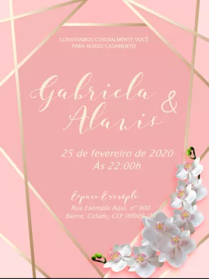 Convite de Casamento Floral Geométrico para Editar Online