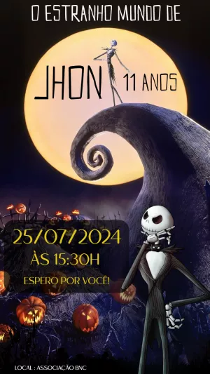 Convite Aniversário O Estranho Mundo de Jack para Editar Online