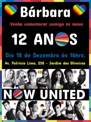 Convite de Aniversário Now United para Editar Online
