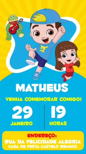 Convite de Aniversário Luccas Neto e Gi para Editar Online