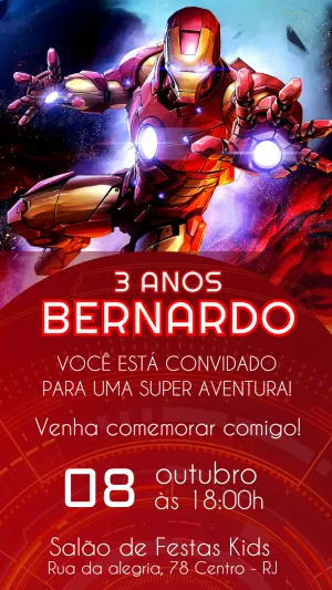 Convite de Aniversário Homem de Ferro para Editar Online