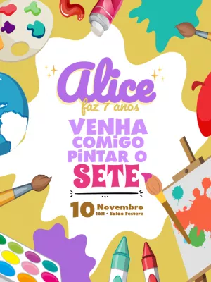 Convite de Aniversário Pintando o Sete Editável Online