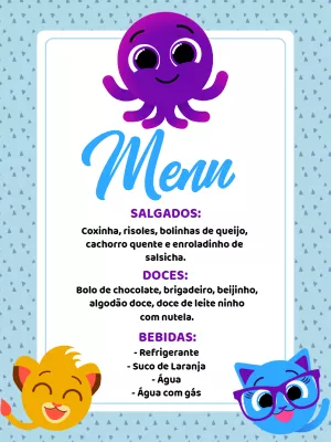 Menu de Aniversário Bolofofos para Editar Online