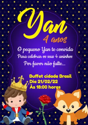 Convite Pequeno Príncipe para Aniversário Infantil Editável Online