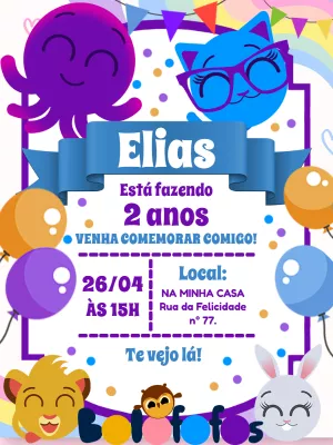 Invitación de cumpleaños Bolofofos – Estático – Pedro Henrique