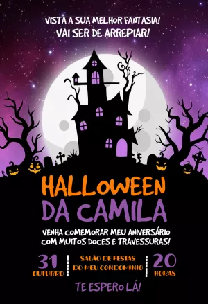 Convite de Aniversário Halloween Assustador para Editar Online