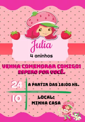 Convite Aniversário Moranguinho Clássica para Editar Online
