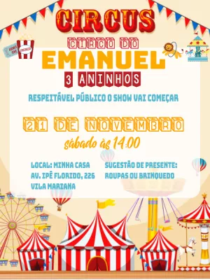 Invitation d'anniversaire Cirque – Statique – ig: @illustragio